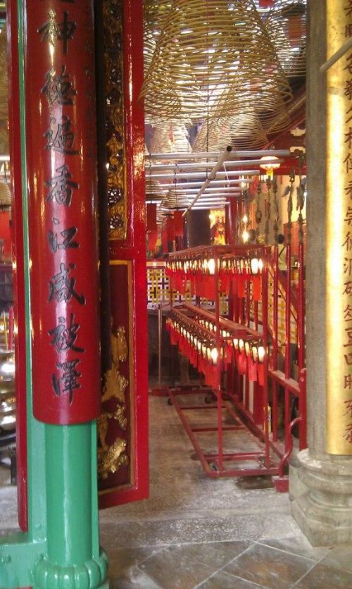 The incense cones inside Man Mo Temple The incense cones inside Man Mo Temple